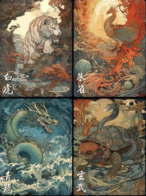 四象|The Four Symbols: QingLong, BaiHu, ZhuQue, XuanWu